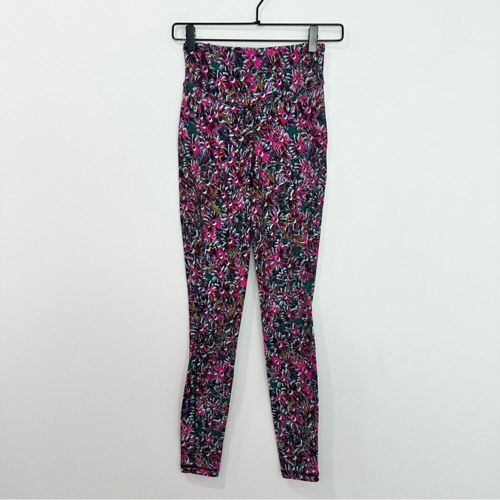 Lululemon Base Pace High-Rise Fleece Leggings Tight 28" Floral Electric Multi 4